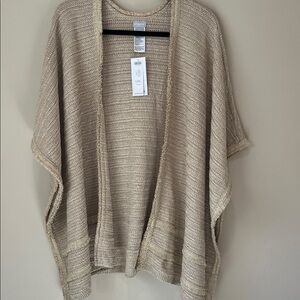 Chico's Gold Metallic Knit Poncho